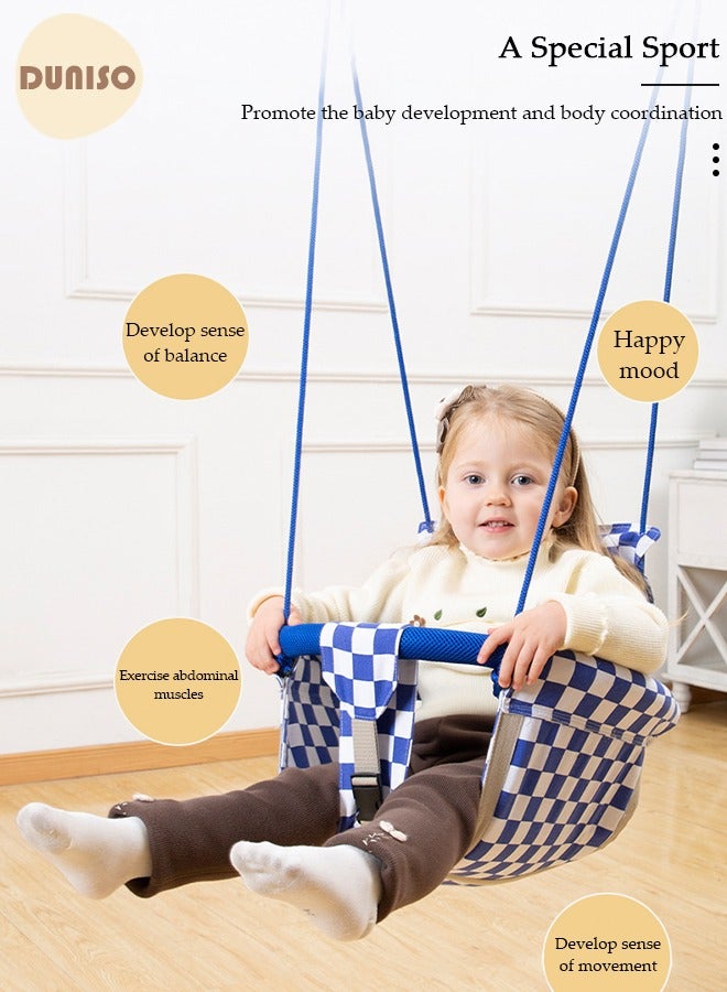 Canvas Baby Hanging Swing Outdoor and Indoor, Hanging Swing Seat Chair with Cushion for Toddler Boys Girls, Infant Hammock Swing for Door Frame, Tree and Backyard Outside