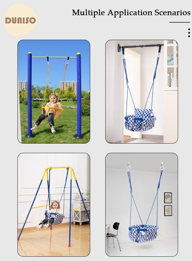 Canvas Baby Hanging Swing Outdoor and Indoor, Hanging Swing Seat Chair with Cushion for Toddler Boys Girls, Infant Hammock Swing for Door Frame, Tree and Backyard Outside