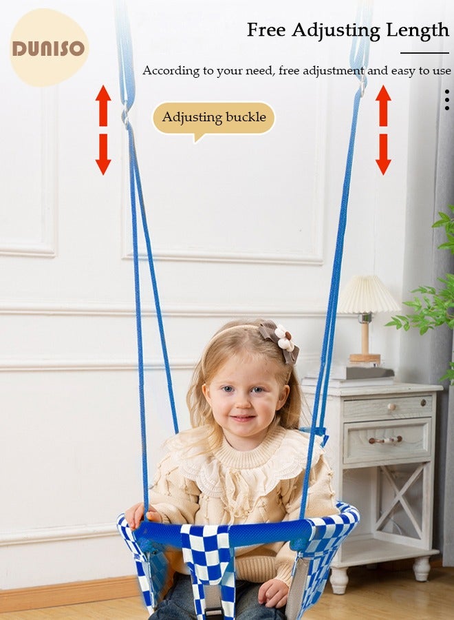 Canvas Baby Hanging Swing Outdoor and Indoor, Hanging Swing Seat Chair with Cushion for Toddler Boys Girls, Infant Hammock Swing for Door Frame, Tree and Backyard Outside