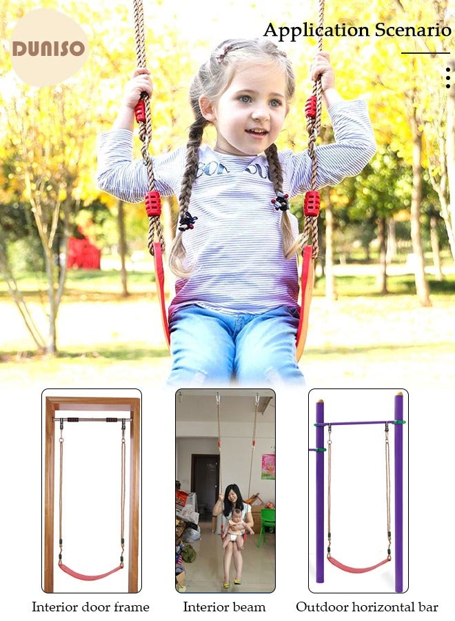 Child Swing Seat, EVA Soft Plastic Non Slip Hanging Tree Swing Seat, Length Adjustable Rope, Portable Hanging Chair Comfortable Swing Set for Kid Indoor Outdoor Playground Backyard