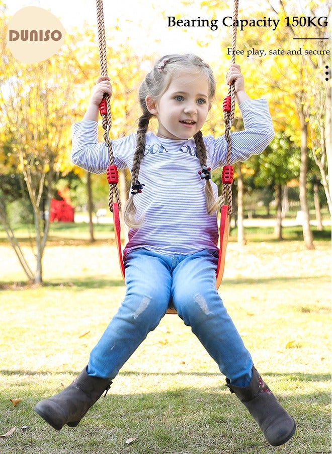 Child Swing Seat, EVA Soft Plastic Non Slip Hanging Tree Swing Seat, Length Adjustable Rope, Portable Hanging Chair Comfortable Swing Set for Kid Indoor Outdoor Playground Backyard