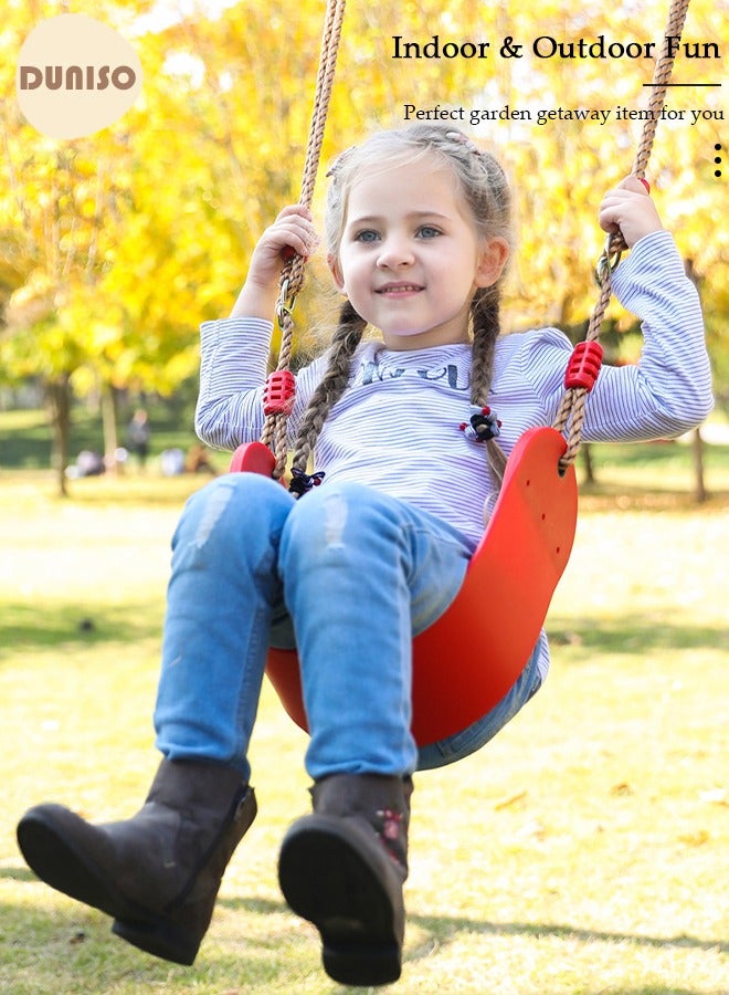 Child Swing Seat, EVA Soft Plastic Non Slip Hanging Tree Swing Seat, Length Adjustable Rope, Portable Hanging Chair Comfortable Swing Set for Kid Indoor Outdoor Playground Backyard