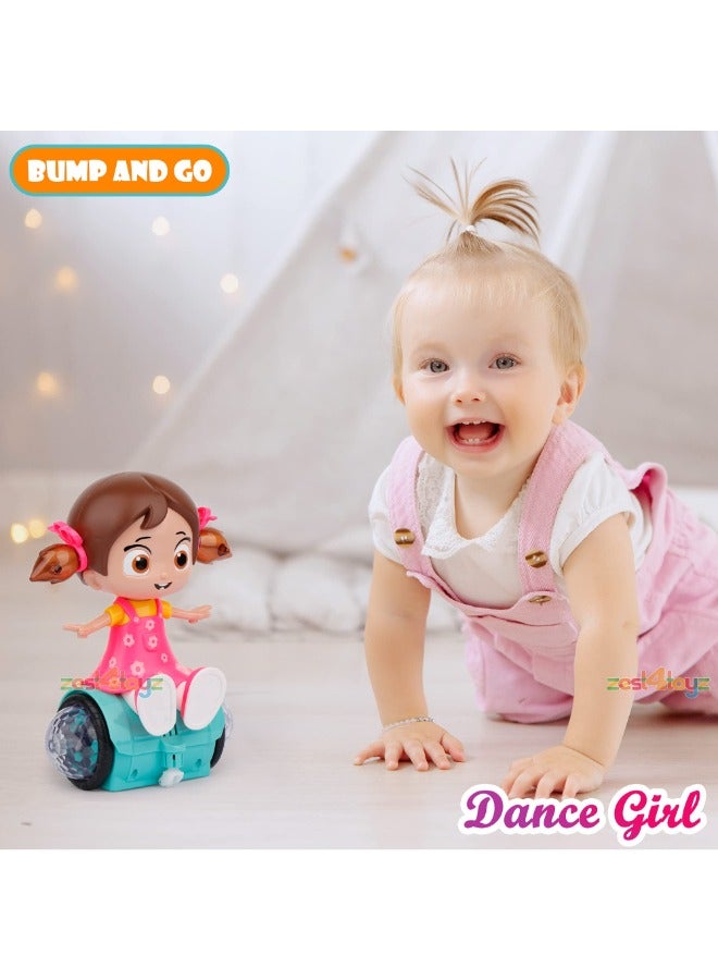 360 Degree Rotating Musical Dancing Girl Doll with Flashing Lights and Bump (Multicolour)