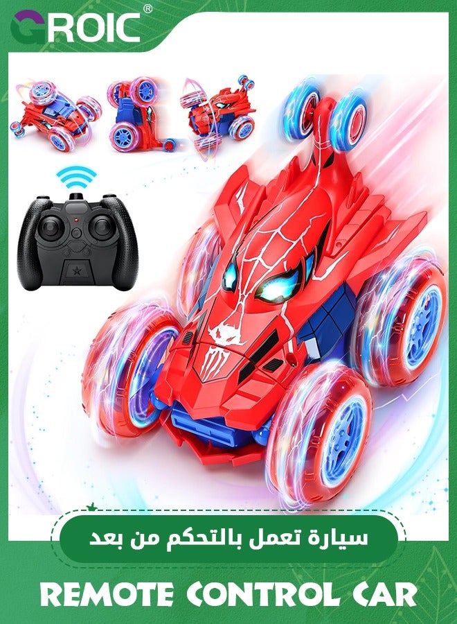 Spider Remote Control Car for 5-7,360° Rotating Double Sided RC Stunt Car with Cool Wheel Lights,4WD Off Road RC Crawlers Outdoor Toys Cars for Kids & Youth, Cool Birthday Gift