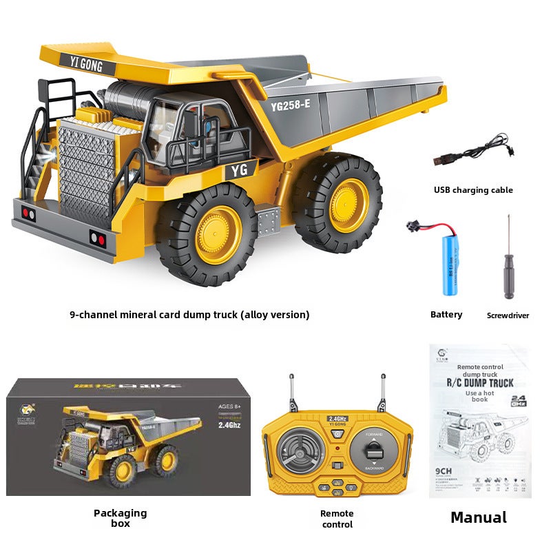 Alloy RC Construction Toys, Excavator, Bulldozer, Dump Truck for Kids 9-way alloy dump truck (upgraded version)