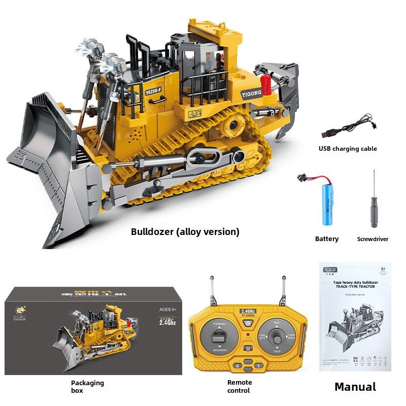 Alloy RC Construction Toys, Excavator, Bulldozer, Dump Truck for Kids 9-way alloy bulldozer (upgraded version)