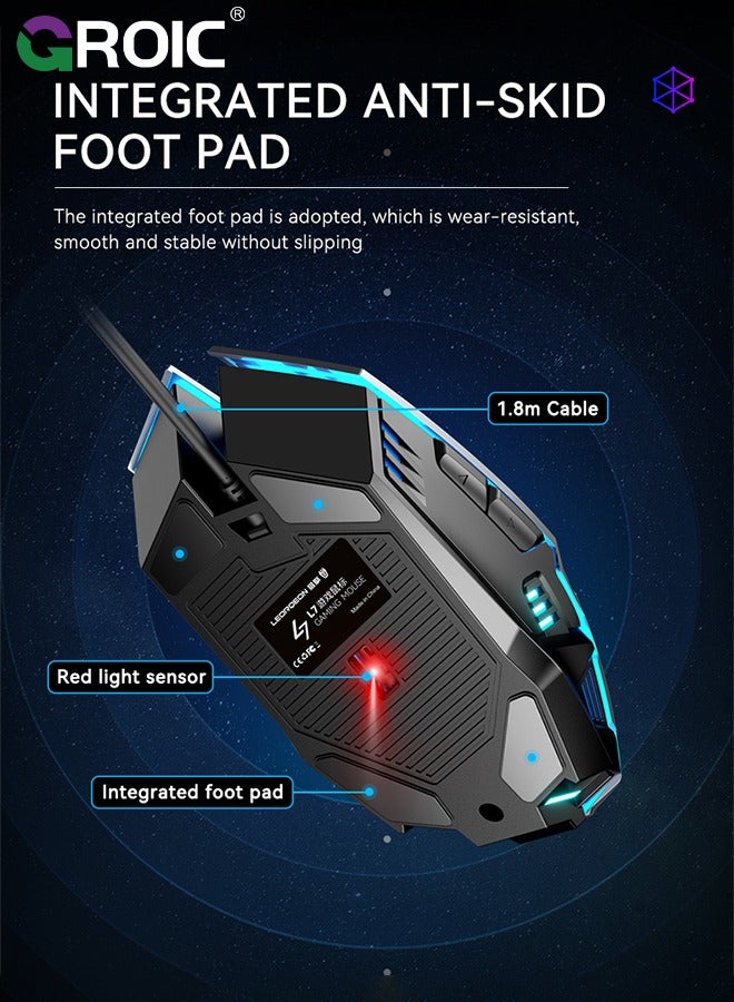 Performance Gaming Mouse - Wired Gaming Mouse w/ 6 Programmable Buttons including Sniper (rapid fire) key, 3200 DPI, Force Adjustable Buttons, Custom Gamer Profiles, and more