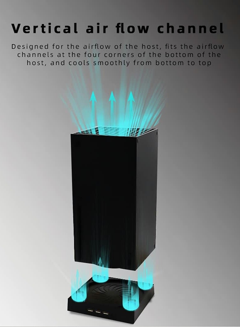 External Cooling System for Xbox Series X with 4 Fans and 3 USB Ports, Turbo Cooling Stand Mount for Enhanced Console Performance.
