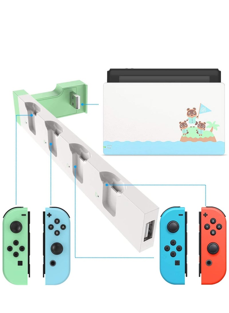 Controller Charger Compatible forJoy-Con, for Switch & OLED Model Version, Joy-Con for Nintendo Model, USB Charging Dock Station Stand with Indicator - White