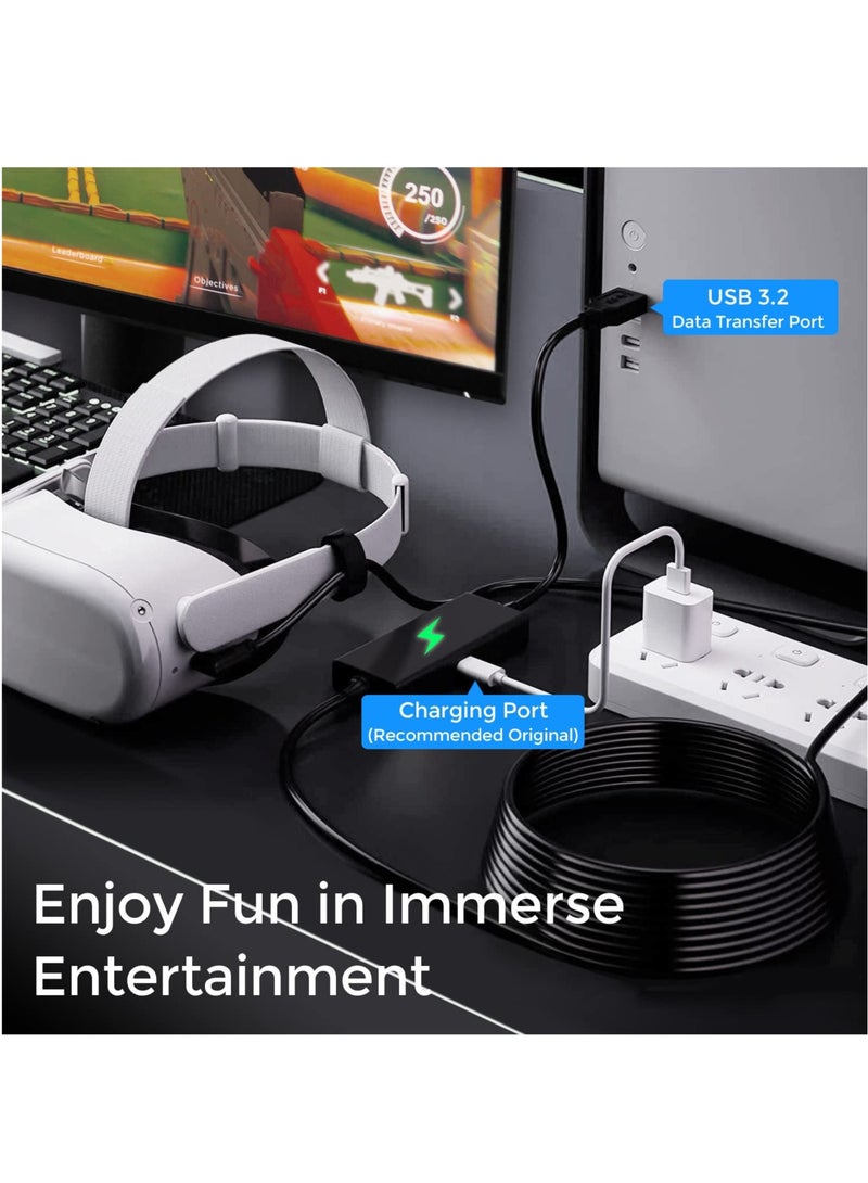 Upgraded 16FT/5m Link Cable for Oculus Quest 2/Pro with USB 3.2 2A Fast Charging Type C Port, VR Link Cable with 5Gbps Transfer Rate for Gaming PC and VR Headset Accessories