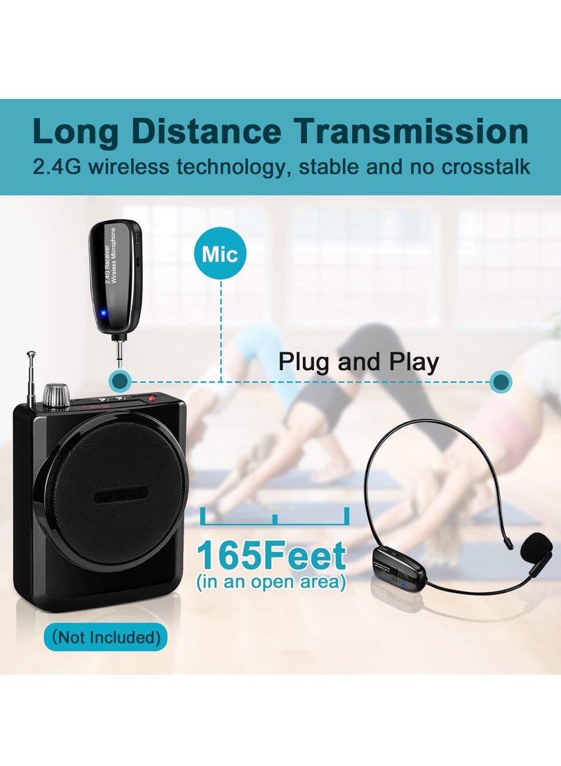 2.4G Wireless Headset Microphone, 50m Stable Transmission, Dual Micro USB Charging, Compatible with PA Systems for Clear Audio Performance