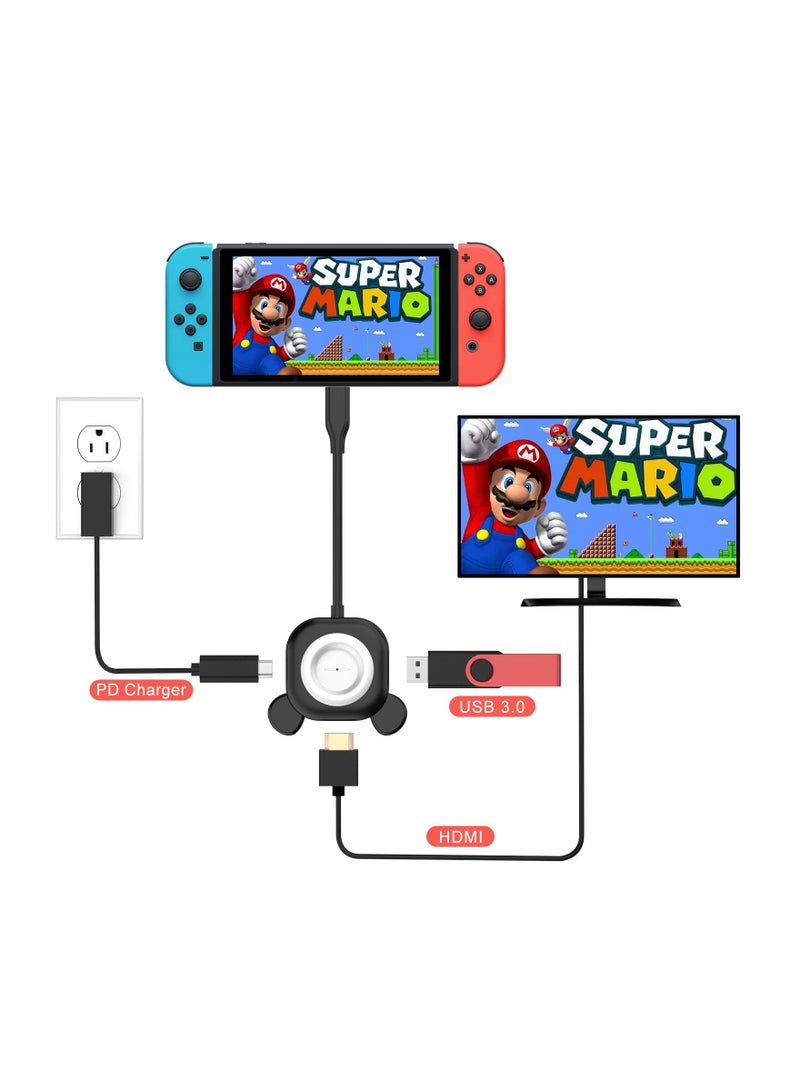 Portable Switch Dock for Nintendo Switch - HDMI USB 3.0 Port & USB C Charging Station, Compatible with Steam Deck, MacBook, Surface, Samsung Phones, and More.