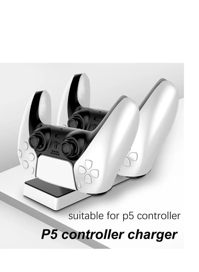 Fast Charging PS5 Controller Charger Station with AC Adapter for DualSense Controllers, Dual Docking Stand Replacement for Playstation 5