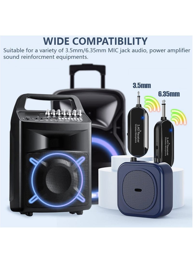 Wireless Microphone Headset and Handheld Mic Combo, 160ft Range, 2.4G Dual-Mode for Voice Amplifiers, PA Systems, Teaching, Singing, and Fitness Activities.