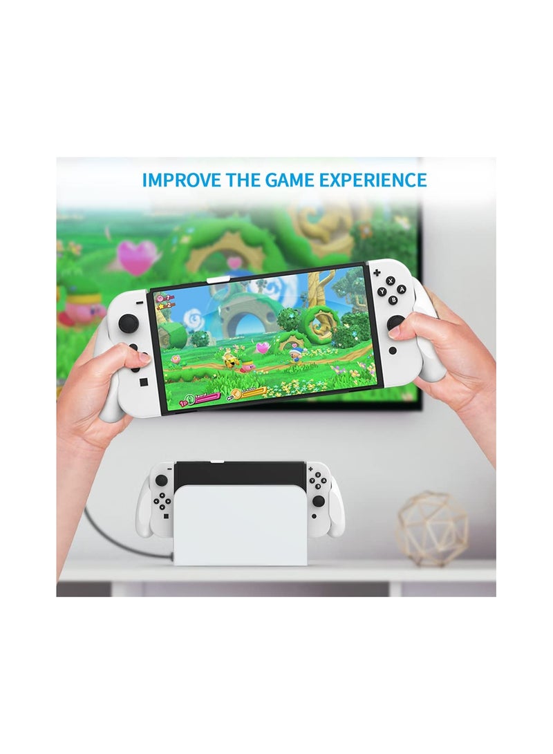 Ergonomic Hand Grip for Switch OLED/Dockable Switch, Comfort Fit for Nintendo Switch, Supports TV Connection (White) - Perfect for Enhanced Gaming Experience.