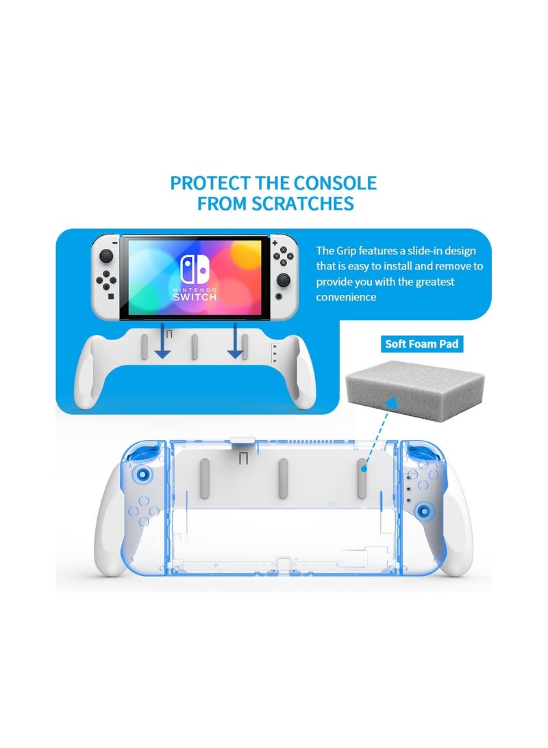 Ergonomic Hand Grip for Switch OLED/Dockable Switch, Comfort Fit for Nintendo Switch, Supports TV Connection (White) - Perfect for Enhanced Gaming Experience.