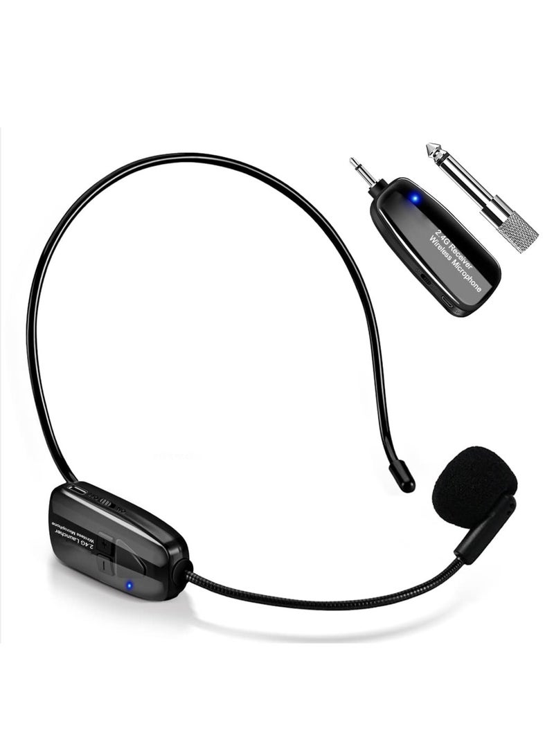 2.4G Wireless Headset Microphone, 50m Stable Transmission, Dual Micro USB Charging, Compatible with PA Systems for Clear Audio Performance