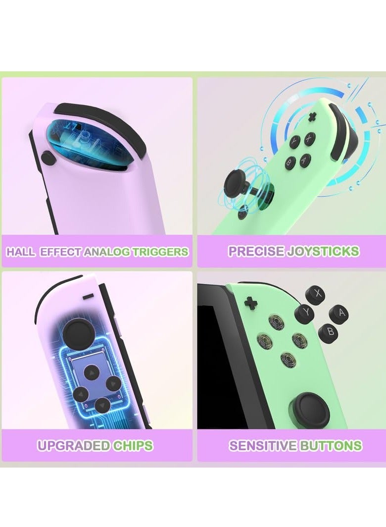 Wireless Joy-Con Controllers for Nintendo Switch, L/R Replacement Compatible with Switch/Lite/OLED, Joystick with Wake-up, Screenshot, and Dual Vibration (Purple/Green)