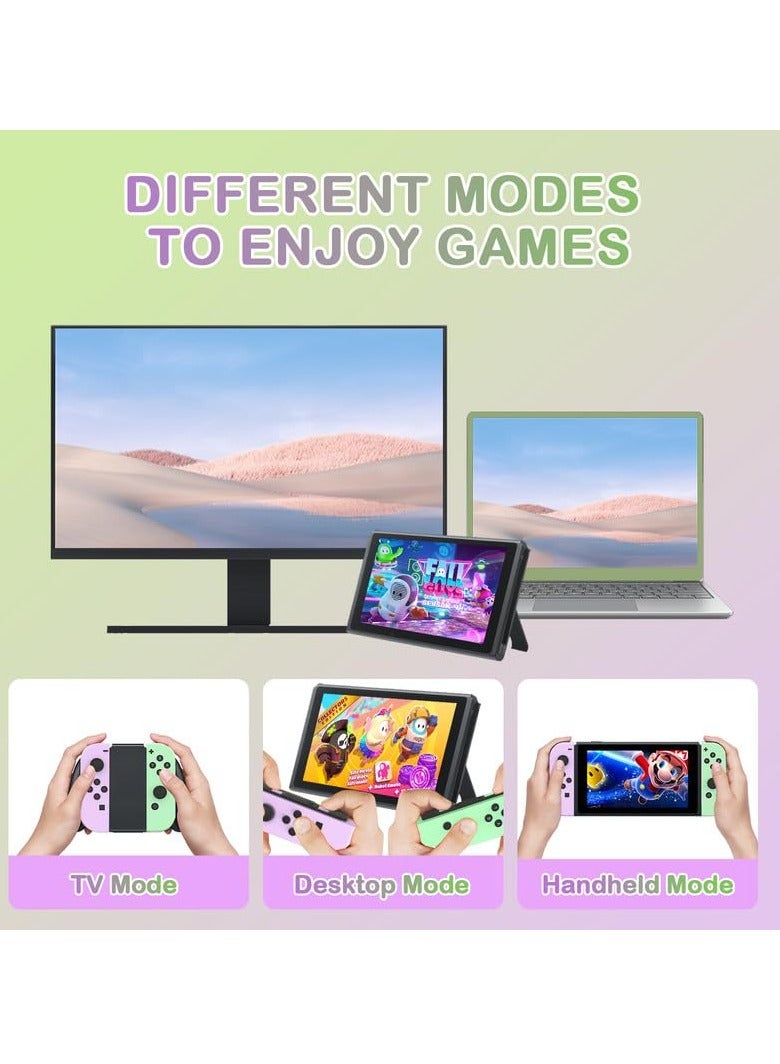 Wireless Joy-Con Controllers for Nintendo Switch, L/R Replacement Compatible with Switch/Lite/OLED, Joystick with Wake-up, Screenshot, and Dual Vibration (Purple/Green)