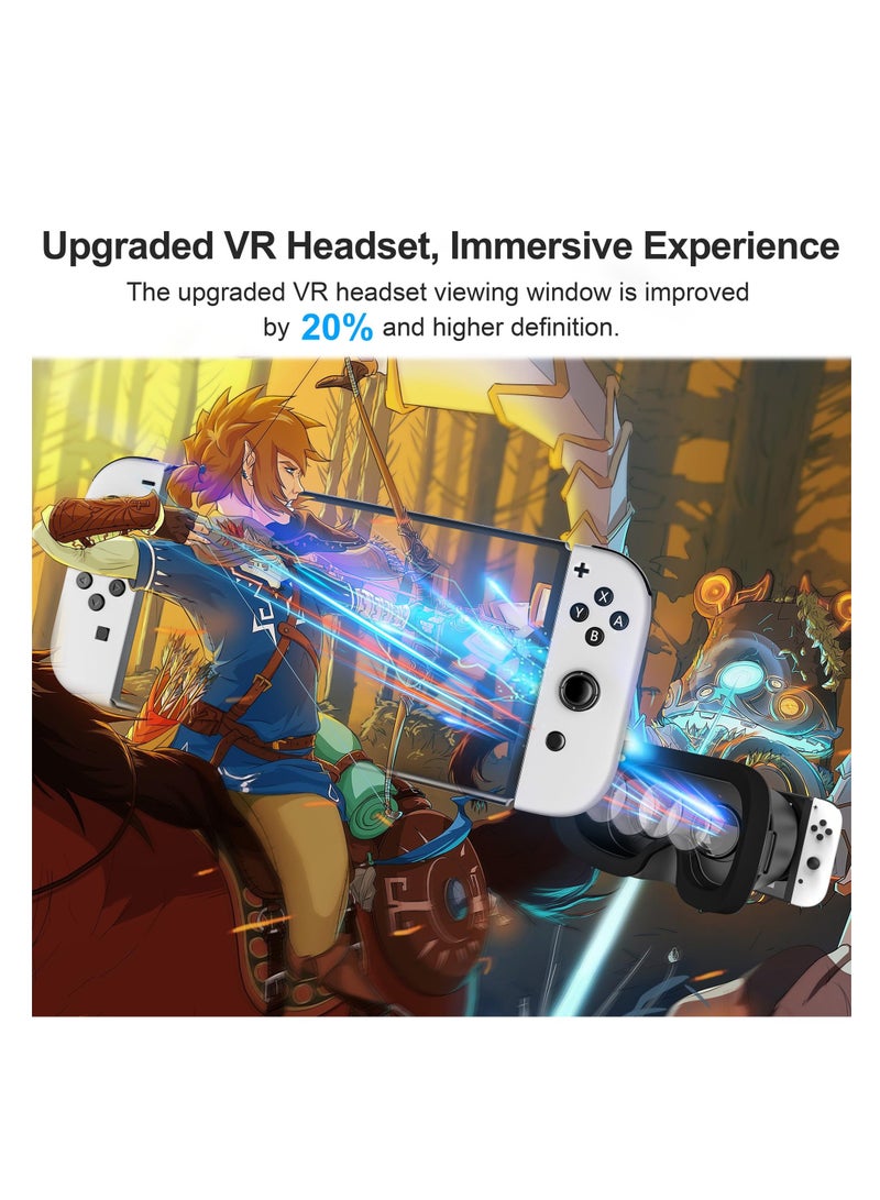 Upgraded VR Headset for Switch OLED Model - Adjustable HD Lenses & Comfortable Head Strap, Labo VR Kit 3D Goggles Compatible with Switch Accessories.