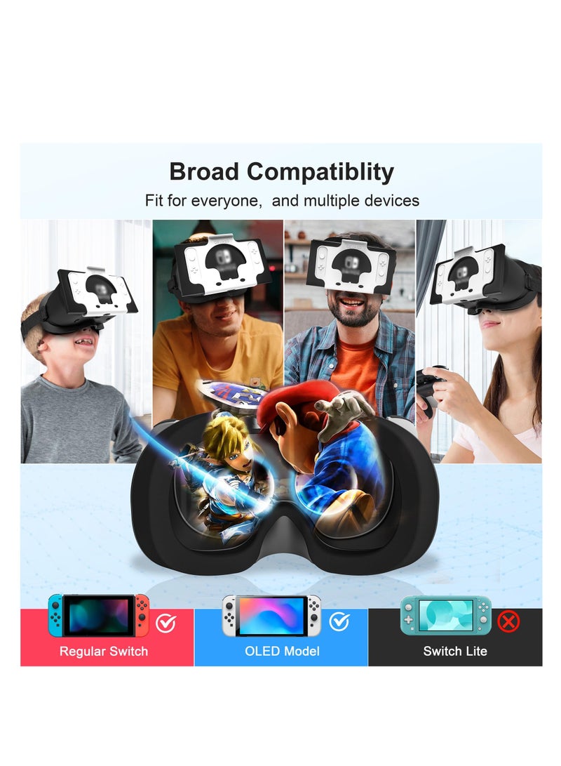 Upgraded VR Headset for Switch OLED Model - Adjustable HD Lenses & Comfortable Head Strap, Labo VR Kit 3D Goggles Compatible with Switch Accessories.