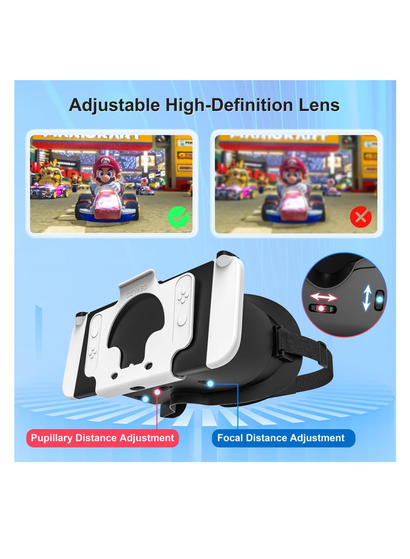 Upgraded VR Headset for Switch OLED Model - Adjustable HD Lenses & Comfortable Head Strap, Labo VR Kit 3D Goggles Compatible with Switch Accessories.