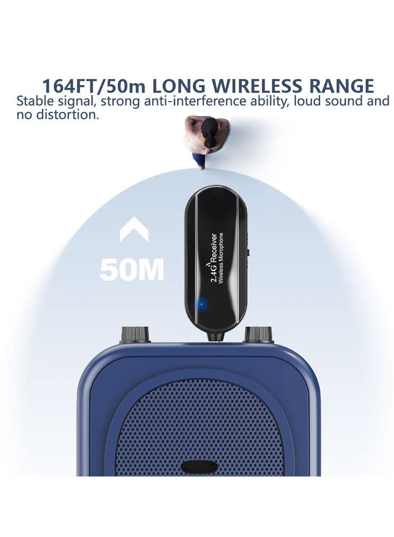 Wireless Microphone Headset and Handheld Mic Combo, 160ft Range, 2.4G Dual-Mode for Voice Amplifiers, PA Systems, Teaching, Singing, and Fitness Activities.