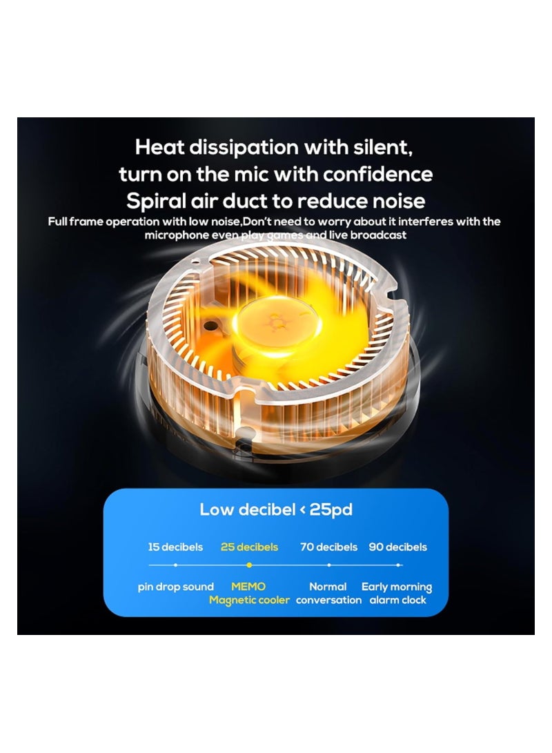 Magnetic Phone Cooler, Portable Cell Phone Fan, Cx07 Semiconductor Heatsink for 2.83-3.66 Inch iOS/Android Devices, Ideal for Gaming on Smartphones, Tablets, and iPads (1 Pack)