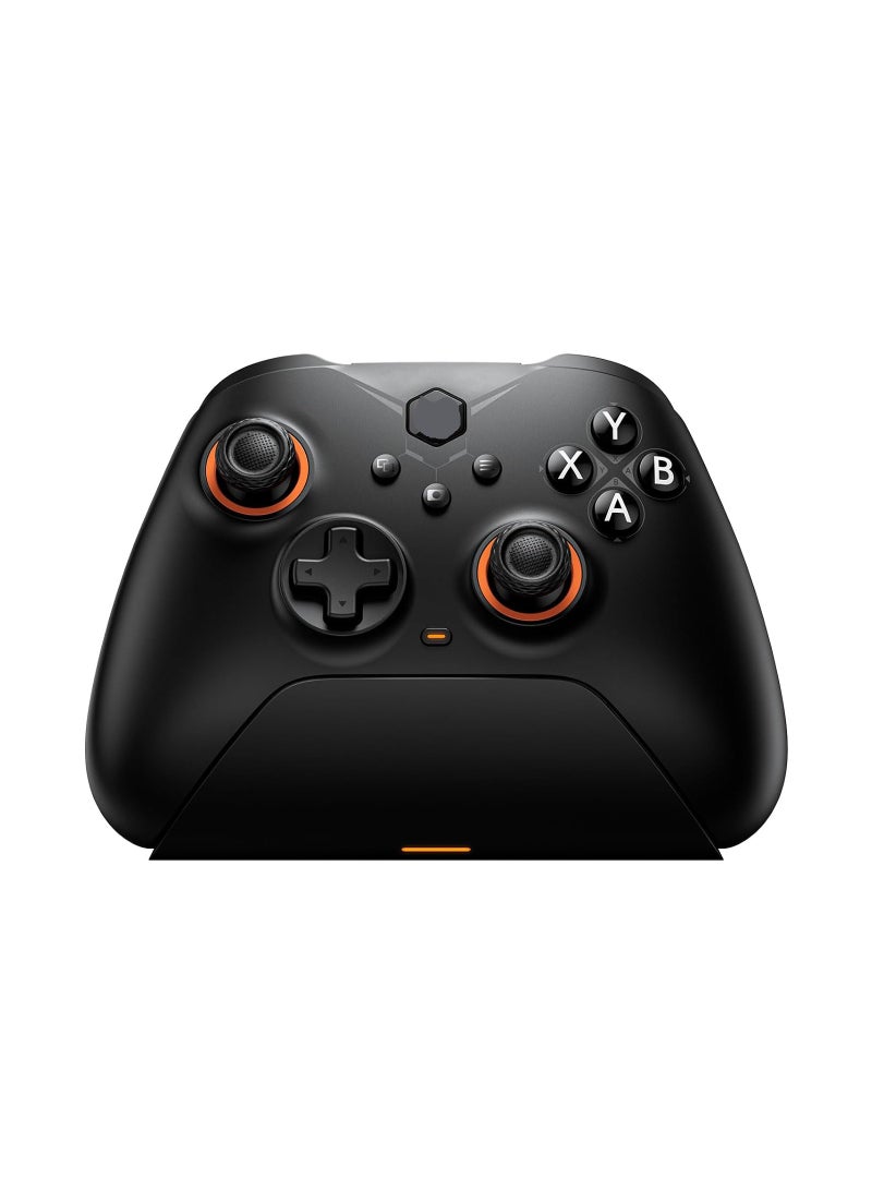 Wireless Gaming Controller for PC, Switch, iOS, and Android - Features Motion Aiming, Hall Trigger, 4 Custom Buttons, and Charging Dock - Dual Shock Controller for Ultimate Gaming Experience.