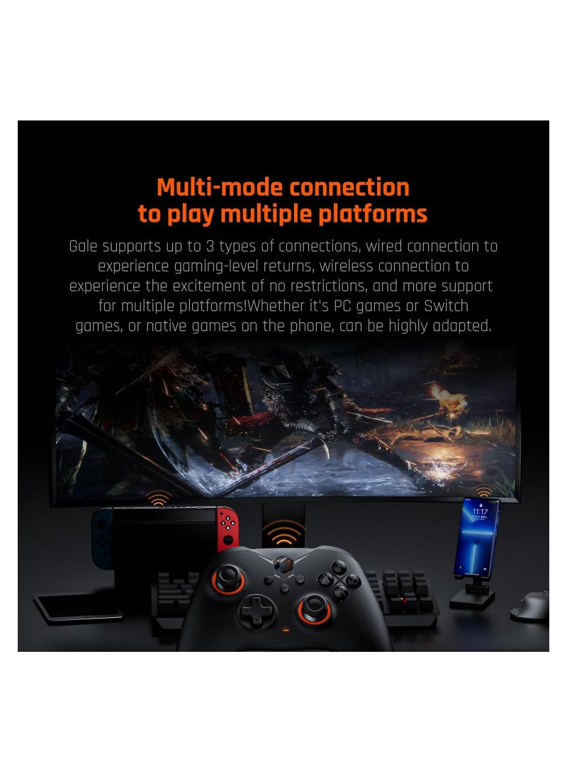 Wireless Gaming Controller for PC, Switch, iOS, and Android - Features Motion Aiming, Hall Trigger, 4 Custom Buttons, and Charging Dock - Dual Shock Controller for Ultimate Gaming Experience.