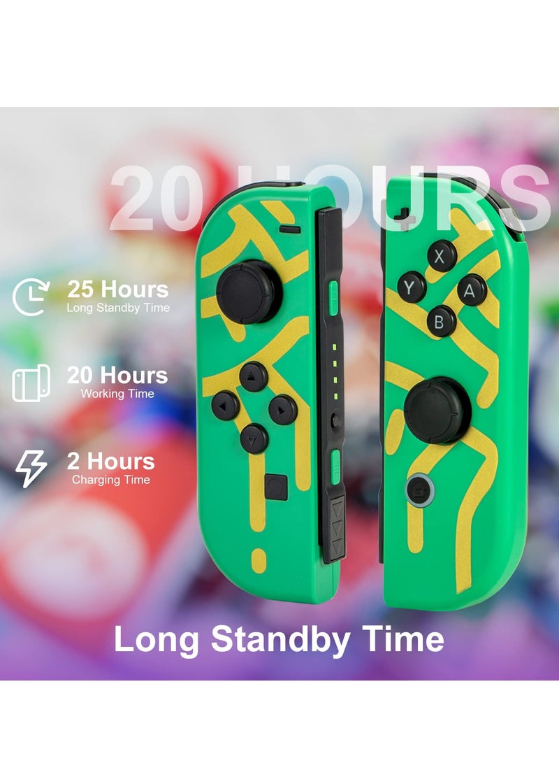 Wireless Joy-Con Controllers for Nintendo Switch, Lite, and OLED - L/R Replacement with Joystick, Wake-up, Screenshot, and Dual Vibration Features (Green)