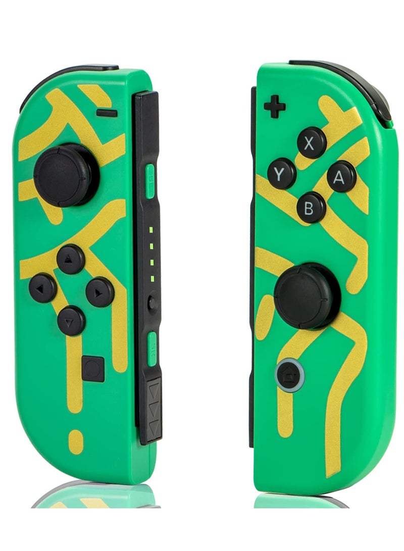 Wireless Joy-Con Controllers for Nintendo Switch, Lite, and OLED - L/R Replacement with Joystick, Wake-up, Screenshot, and Dual Vibration Features (Green)