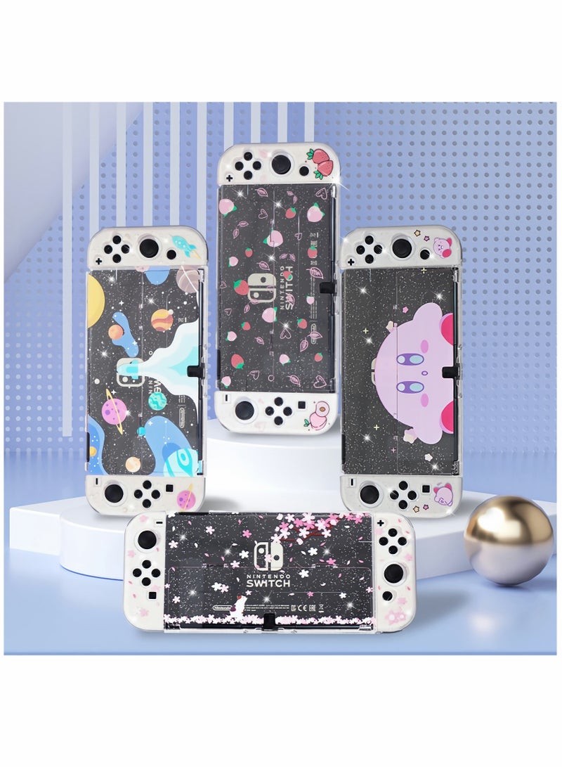 Cute Peach Crystal Hard Shell TPU Protective Case for Nintendo Switch OLED - Shock-Absorbing, Anti-Scratch, Anti-Slip Skin Grip Cover (Peach)