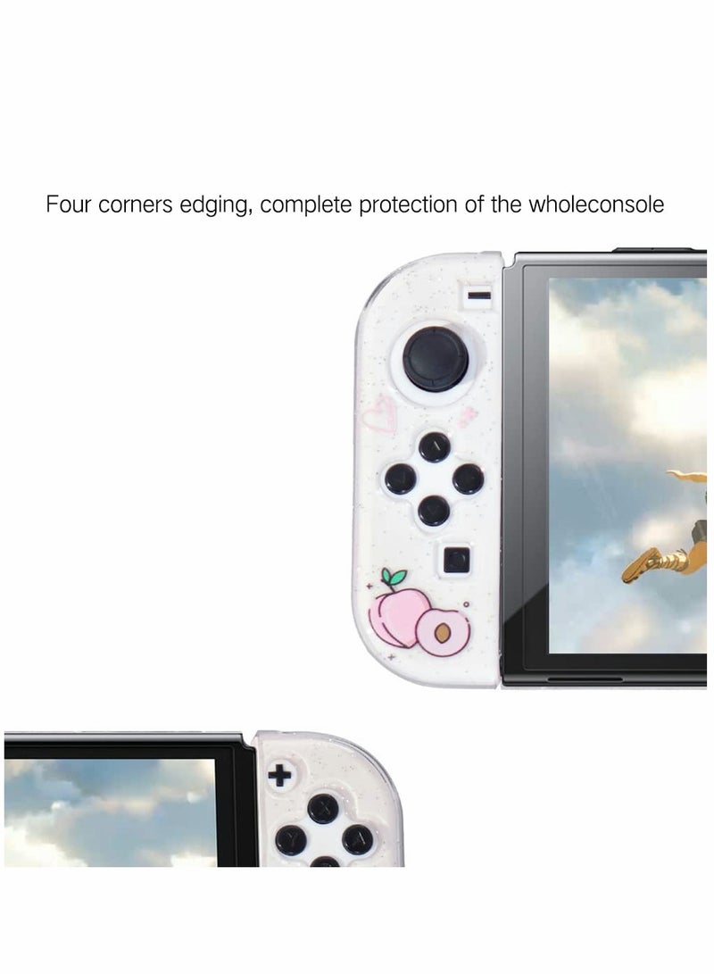 Cute Peach Crystal Hard Shell TPU Protective Case for Nintendo Switch OLED - Shock-Absorbing, Anti-Scratch, Anti-Slip Skin Grip Cover (Peach)