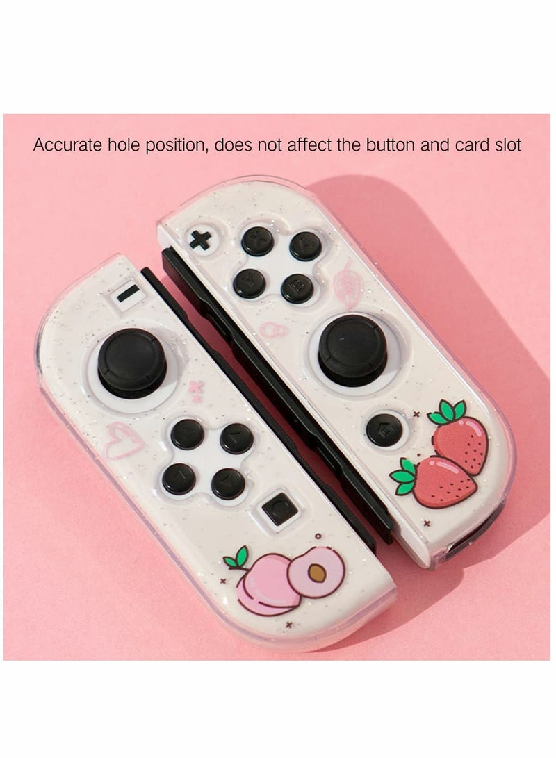 Cute Peach Crystal Hard Shell TPU Protective Case for Nintendo Switch OLED - Shock-Absorbing, Anti-Scratch, Anti-Slip Skin Grip Cover (Peach)