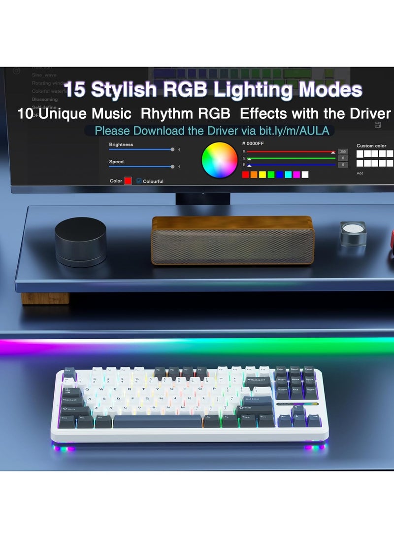 F87 Wireless Mechanical Keyboard,80% TKL Custom Hot Swappable Keyboard, Gasket Mount Gaming Keyboard with PBT Keycaps, Pre-lubed Greenwood V3 Switch,2.4GHz/USB-C/BT5.0 RGB Backlit Mechanical Keyboard