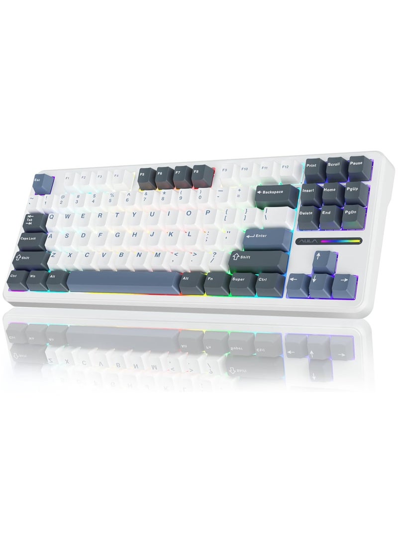 F87 Wireless Mechanical Keyboard,80% TKL Custom Hot Swappable Keyboard, Gasket Mount Gaming Keyboard with PBT Keycaps, Pre-lubed Greenwood V3 Switch,2.4GHz/USB-C/BT5.0 RGB Backlit Mechanical Keyboard