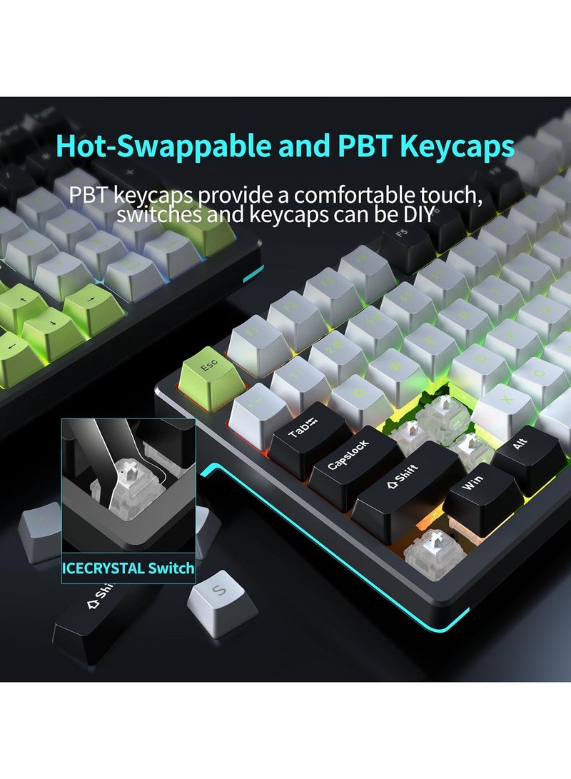 F98 Wireless Mechanical Keyboard, 95% Hot-swappable, Pre-lubed Nimbus V3 Switch, Gasket Structure, RGB Backlit, Tri-Mode BT5.0/2.4G/USB-C Mechanical Keyboard