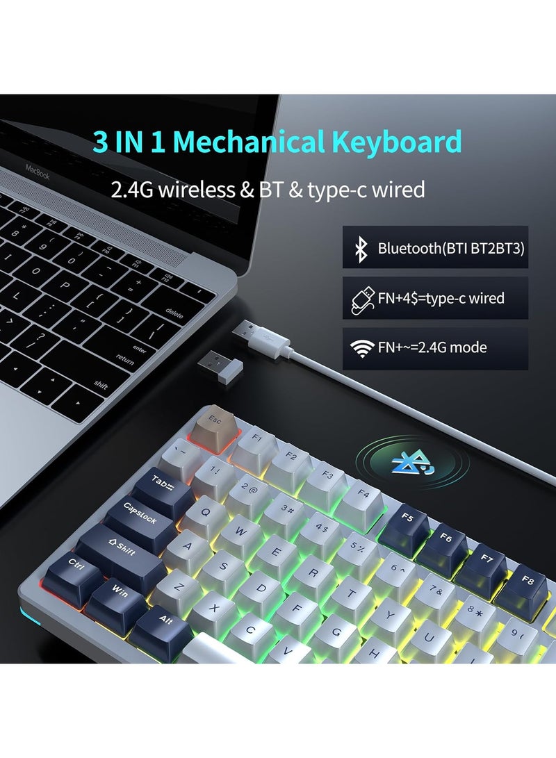 F98 Wireless Mechanical Keyboard, 95% Hot-swappable, Pre-lubed Gaote Peach Switch, Gasket Structure, RGB Backlit, Tri-Mode BT5.0/2.4G/USB-C Mechanical Keyboard