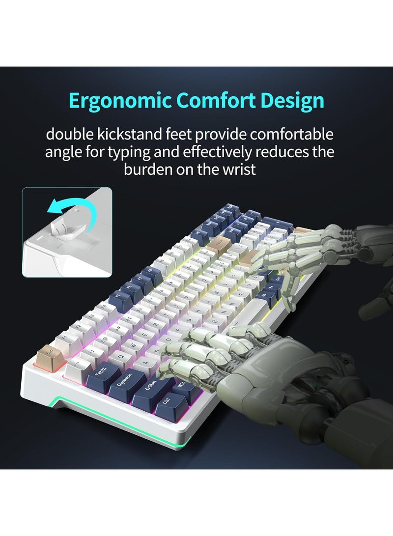 F98 Wireless Mechanical Keyboard, 95% Hot-swappable, Pre-lubed Gaote Peach Switch, Gasket Structure, RGB Backlit, Tri-Mode BT5.0/2.4G/USB-C Mechanical Keyboard