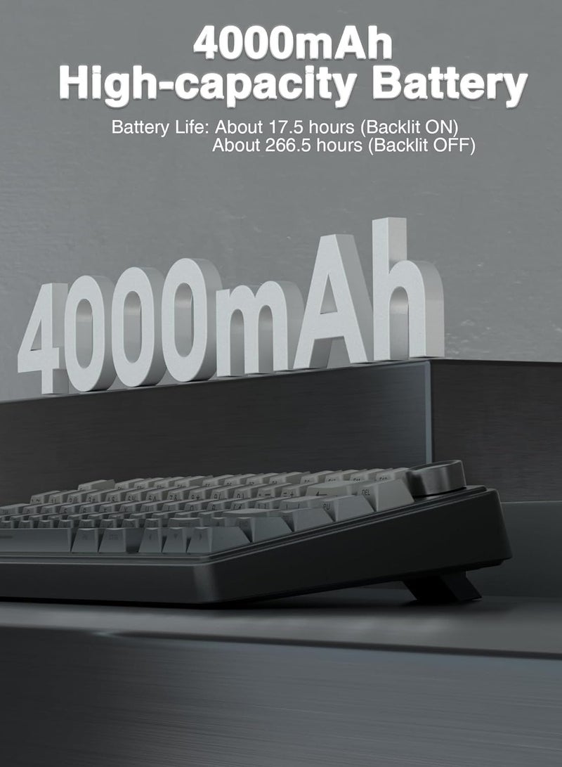 F75 Pro Wireless Mechanical Keyboard,75% Gasket Hot Swappable Custom Keyboard,RGB Backlit,Pre-lubed Reaper Switches,Side Printed PBT Keycaps,2.4GHz/USB-C/BT5.0 Mechanical Gaming Keyboard