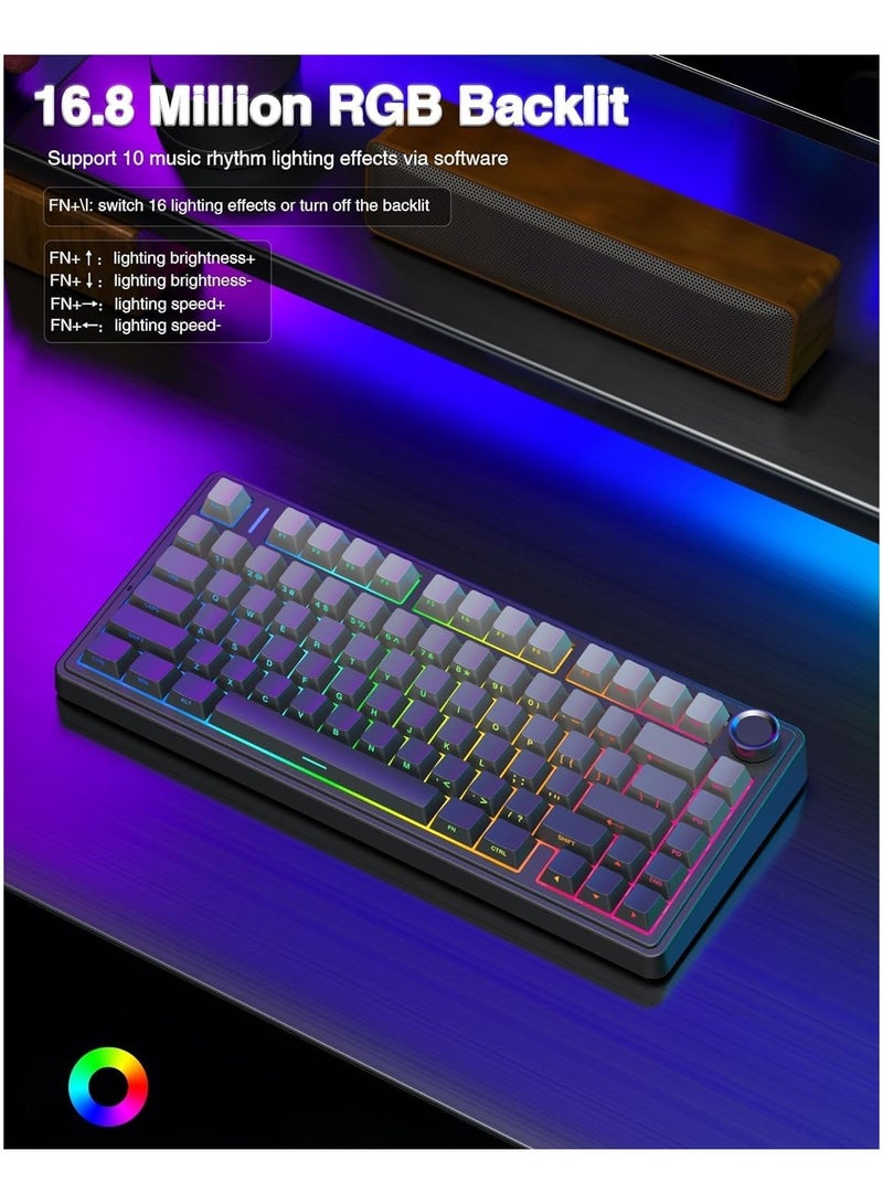 F75 Pro Wireless Mechanical Keyboard,75% Gasket Hot Swappable Custom Keyboard,RGB Backlit,Pre-lubed Reaper Switches,Side Printed PBT Keycaps,2.4GHz/USB-C/BT5.0 Mechanical Gaming Keyboard