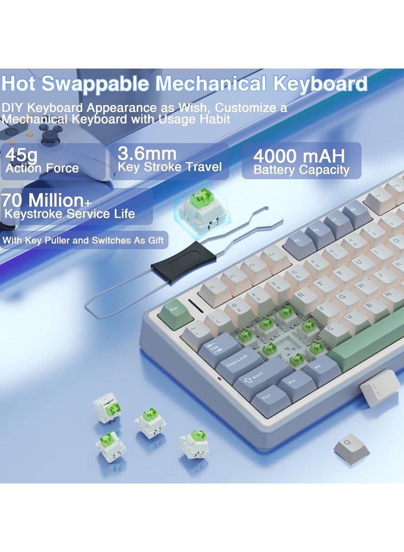 F75 75% Wireless Mechanical Keyboard,Gasket Hot Swappable Custom Keyboard,Pre-lubed Graywood V3 Switches RGB Backlit Gaming Keyboard,2.4GHz/Type-C/BT5.0 Mechanical Keyboard