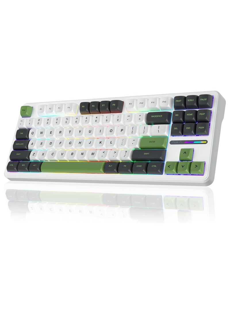 F87 PRO Wireless Mechanical Keyboard,80% TKL Custom Hot Swappable Keyboard, Gasket Mount Gaming Keyboard with PBT Keycaps, Pre-lubed Greenwood V4 Switch,2.4GHz/USB-C/BT5.0 RGB Backlit Mechanical Keyboard