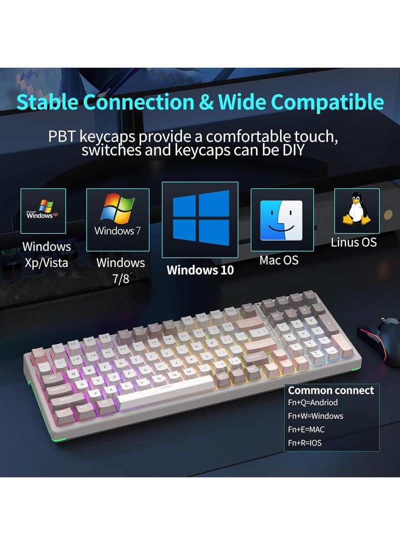 F98 Wireless Mechanical Keyboard, 95% Hot-swappable, Pre-lubed Nimbus V3 Switch, Gasket Structure, RGB Backlit, Tri-Mode BT5.0/2.4G/USB-C Mechanical Keyboard