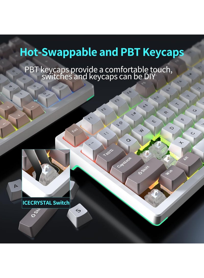 F98 Wireless Mechanical Keyboard, 95% Hot-swappable, Pre-lubed Nimbus V3 Switch, Gasket Structure, RGB Backlit, Tri-Mode BT5.0/2.4G/USB-C Mechanical Keyboard