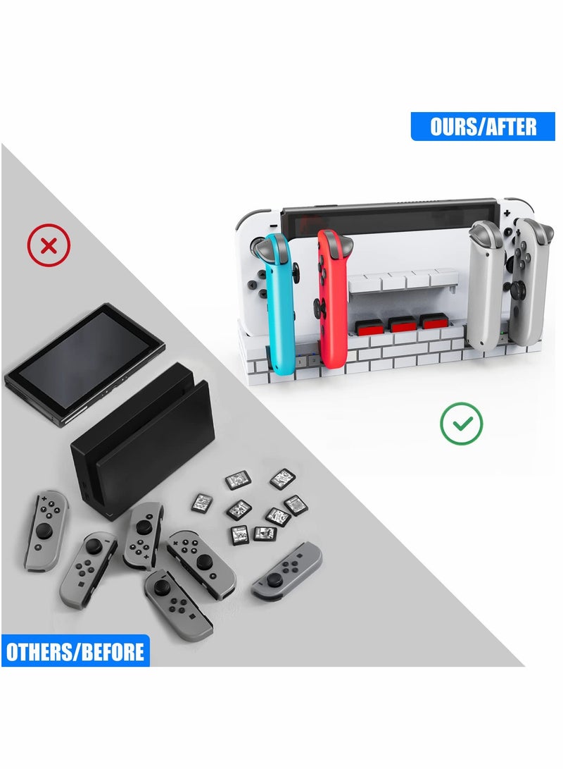 Joy-Con Charging Dock for Switch/Switch OLED - Charge 1-6 Joy-Cons & Store 8 Game Cards - Efficient Joy-Con Controller Charger and Holder.