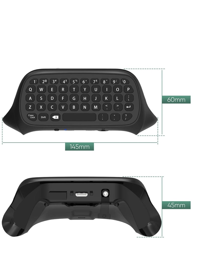 Wireless USB Keyboard for Xbox Series X/S and One Controllers with Headset and Audio Jack, Compact QWERTY Design in Black