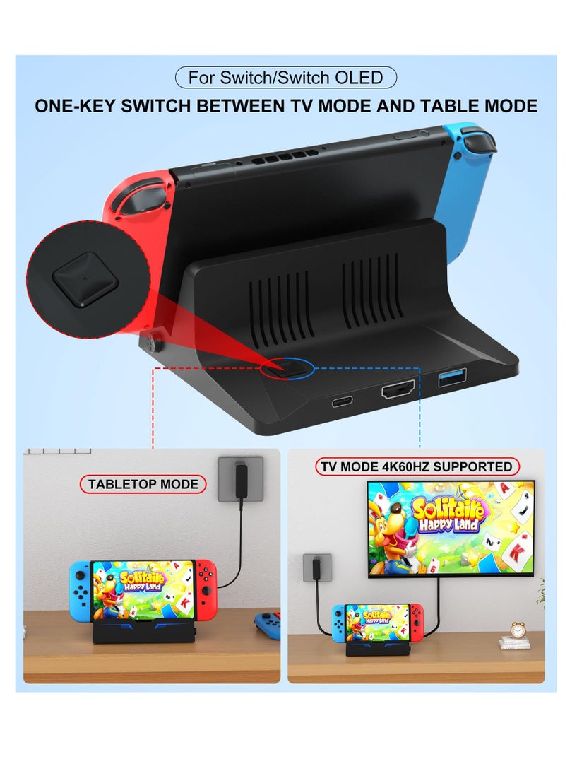 4K60Hz HDMI 2.0 Docking Station for Nintendo Switch/Switch OLED - Official Replacement Charger with HDMI and USB 3.0 Ports