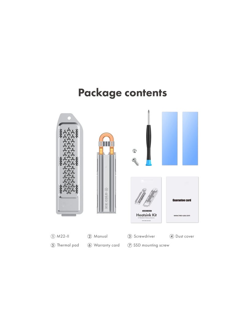 PS5 M.2 NVMe SSD Heatsink, Magnesium Aluminum Alloy Design for Enhanced Heat Dissipation, Compatible with PS5 Internal PCIe M.2 NVMe Gaming SSD [M22]